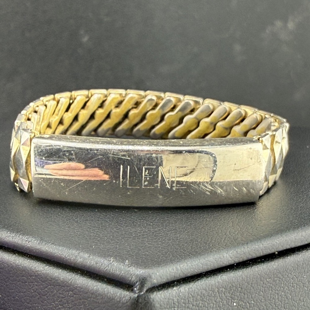 Vintage ID Bracelet Expandable Band Gold Tone Engraved “Ilene” 5.5“